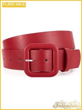 Women PU Leather Belt Square Buckle Fashion Jean Dress Belt